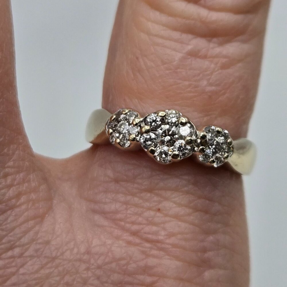 14K Yellow Gold Diamond Halo Ring